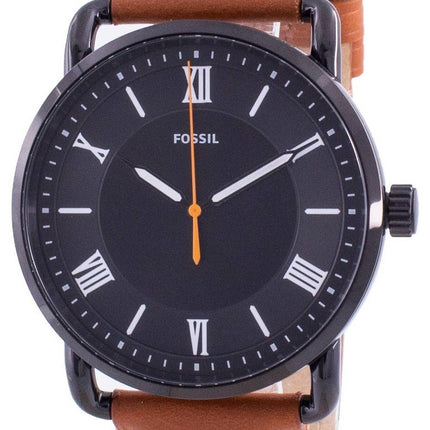 Fossil Copeland Schwarzes Zifferblatt Lederarmband Quarz FS5667 Herrenuhr