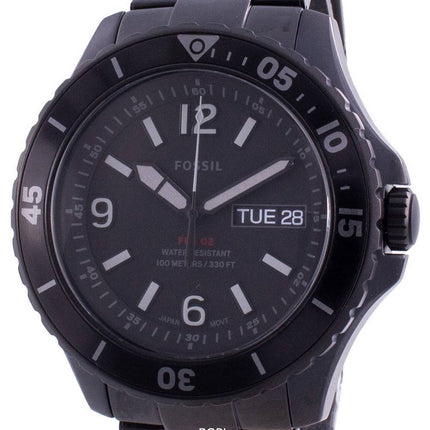 Fossil FB-02 Schwarzes Zifferblatt Edelstahl Quarz FS5688 100M Herrenuhr