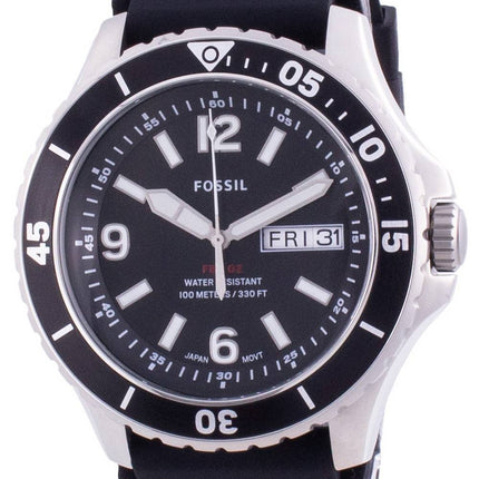 Fossil FB-02 Schwarzes Zifferblatt Silikonarmband Quarz FS5689 100M Herrenuhr