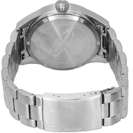 Fossil Defender solarbetriebene Herrenuhr aus Edelstahl mit schwarzem Zifferblatt FS5976 100M