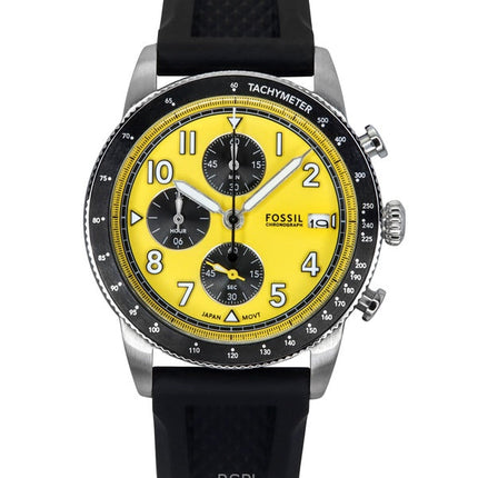 Fossil Sport Tourer Chronograph Silikonarmband gelbes Zifferblatt Quarz FS6044 Herrenuhr