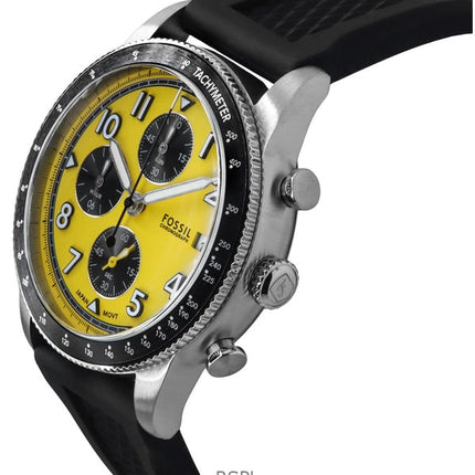 Fossil Sport Tourer Chronograph Silikonarmband gelbes Zifferblatt Quarz FS6044 Herrenuhr