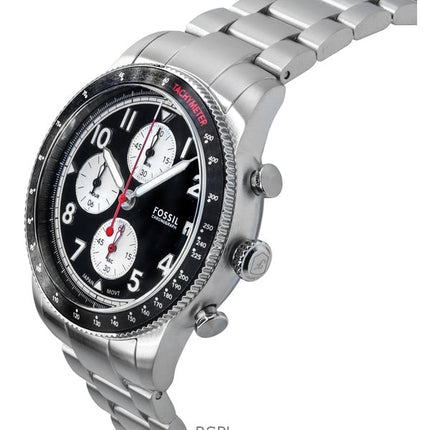 Fossil Sport Tourer Chronograph Edelstahl schwarzes Zifferblatt Quarz FS6045 Herrenuhr