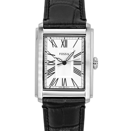 Fossil Carraway Herrenuhr mit Lederarmband, silbernem Zifferblatt und Quarzwerk, Modell FS6078