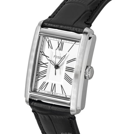 Fossil Carraway Herrenuhr mit Lederarmband, silbernem Zifferblatt und Quarzwerk, Modell FS6078