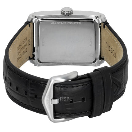 Fossil Carraway Herrenuhr mit Lederarmband, silbernem Zifferblatt und Quarzwerk, Modell FS6078