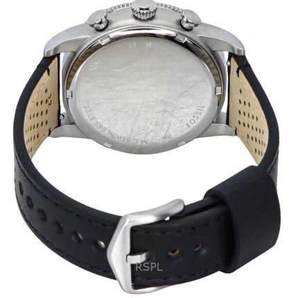 Fossil Sport Tourer Chronograph Lederarmband Rotes Zifferblatt Quarz FS6086 Herrenuhr