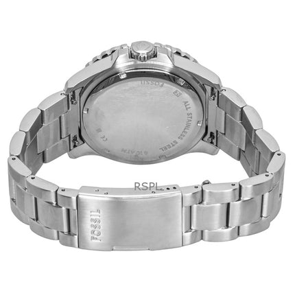 Fossil Blue GMT Edelstahl Schwarzes Zifferblatt Quarz FS6092 100M Herrenuhr