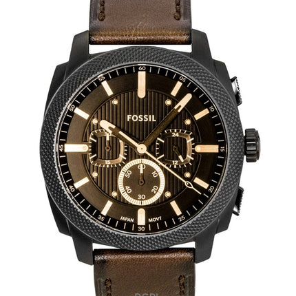 Fossil Machine Chronograph Herrenuhr mit Lederarmband, braunem Zifferblatt und Quarzwerk (Modell FS6101)
