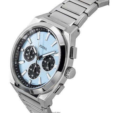 Fossil Everett Chronograph Edelstahl Blaues Zifferblatt Quarz FS6105 Herrenuhr