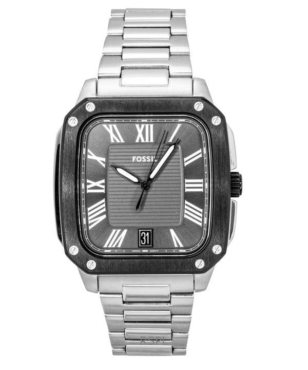 Fossil Crosby Herrenuhr aus Edelstahl mit grauem Zifferblatt und Quarzwerk, Modell FS6122