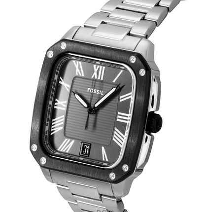 Fossil Crosby Herrenuhr aus Edelstahl mit grauem Zifferblatt und Quarzwerk, Modell FS6122