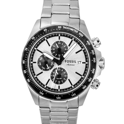 Fossil Autocross Multifunktionsuhr für Herren, Edelstahl, silbernes Zifferblatt, Quarzwerk, FS6124