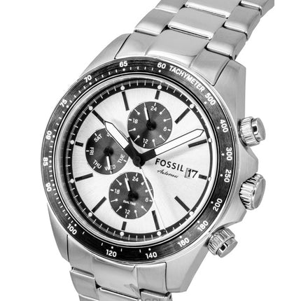 Fossil Autocross Multifunktionsuhr für Herren, Edelstahl, silbernes Zifferblatt, Quarzwerk, FS6124