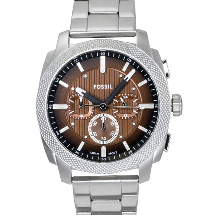 Fossil Machine Chronograph Herrenuhr aus Edelstahl mit braunem Zifferblatt und Quarzwerk (Modell FS6144)