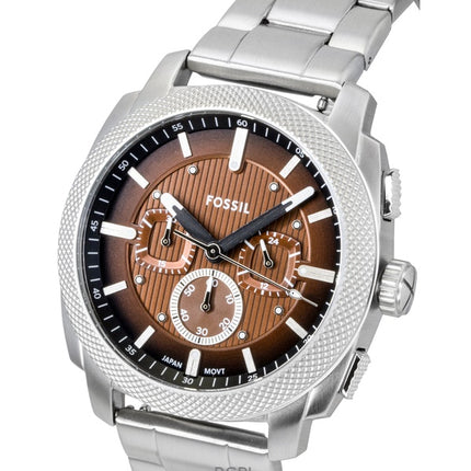 Fossil Machine Chronograph Herrenuhr aus Edelstahl mit braunem Zifferblatt und Quarzwerk (Modell FS6144)