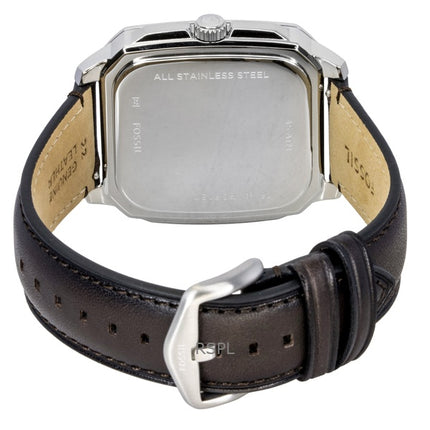 Fossil Crosby Herrenuhr mit Lederarmband, grünem Zifferblatt und Quarzwerk, Modell FS6150
