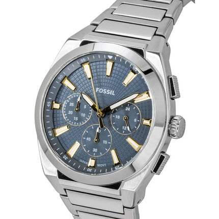 Fossil Everett Chronograph Herrenuhr aus Edelstahl mit blauem Zifferblatt und Quarzwerk (FS6154)