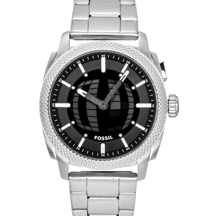 Fossil Machine Big Tic Analog-Digital-Damenuhr aus Edelstahl mit schwarzem Zifferblatt und Quarzwerk FS6155