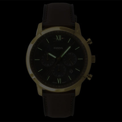 Fossil Neutra Chronograph Herrenuhr mit braunem Lederarmband, blauem Zifferblatt und Quarzwerk (Modell FS6162)