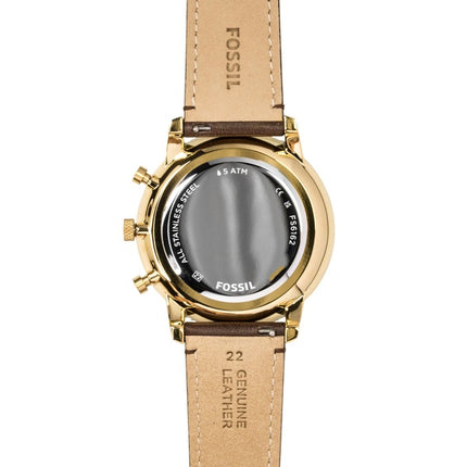 Fossil Neutra Chronograph Herrenuhr mit braunem Lederarmband, blauem Zifferblatt und Quarzwerk (Modell FS6162)