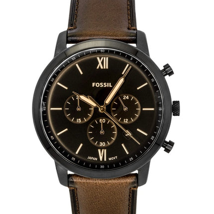 Fossil Neutra Chronograph Herrenuhr mit braunem Lederarmband und braunem Zifferblatt, Quarzwerk, Modell FS6163