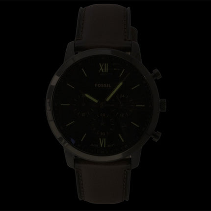 Fossil Neutra Chronograph Herrenuhr mit braunem Lederarmband und braunem Zifferblatt, Quarzwerk, Modell FS6163