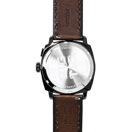Fossil Machine Big Tic Analog-Digital Herrenuhr, braunes Lederarmband, schwarzes Zifferblatt, Quarzwerk, FS6165