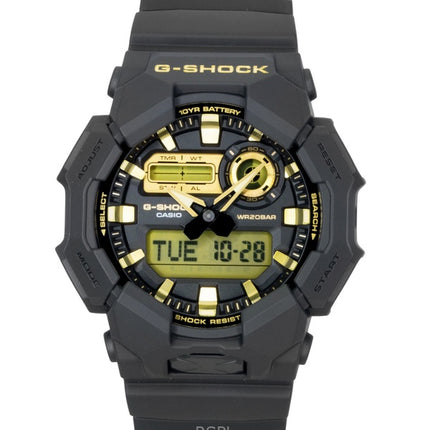 Casio G-Shock Analog-Digital Herrenuhr mit biobasiertem Harzarmband, schwarzem Zifferblatt, Quarzwerk, GA-010GB-1A9, wasserdicht bis 200 m