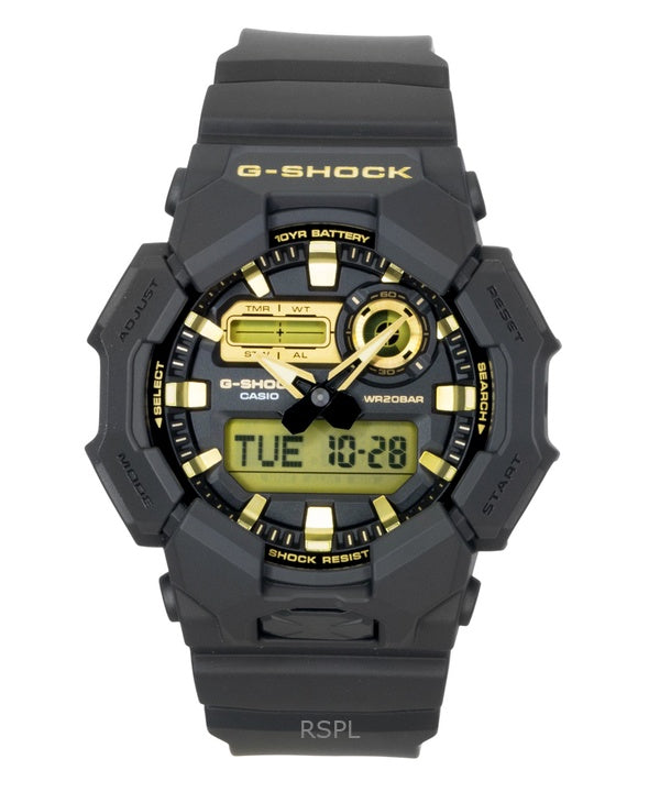 Casio G-Shock Analog-Digital Herrenuhr mit biobasiertem Harzarmband, schwarzem Zifferblatt, Quarzwerk, GA-010GB-1A9, wasserdicht bis 200 m