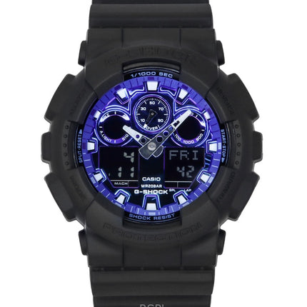 Casio G-Shock Analog-Digital-Harzarmband Blaues Zifferblatt Quarz GA-100FL-1A 200M Herrenuhr