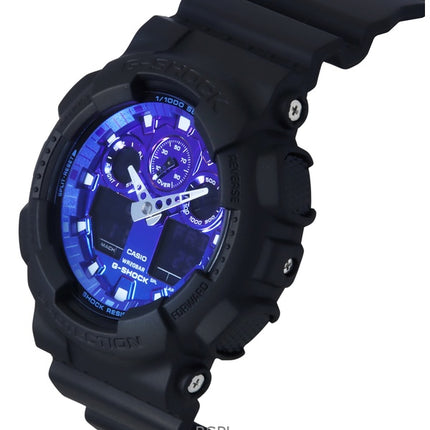 Casio G-Shock Analog-Digital-Harzarmband Blaues Zifferblatt Quarz GA-100FL-1A 200M Herrenuhr