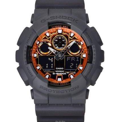 Casio G-Shock Analog-Digital-Harzarmband Mehrfarbiges Zifferblatt Quarz GA-100FL-8A 200M Herrenuhr