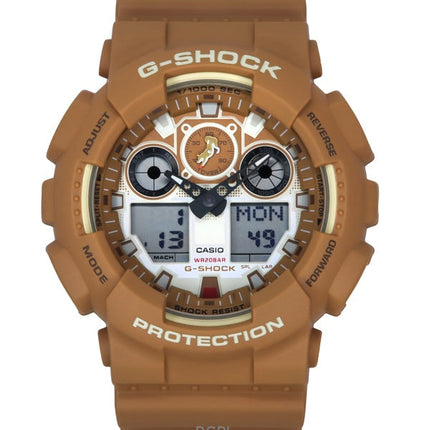 Casio G-Shock Analog Digital The Shiba Inu Harzarmband Braunes Zifferblatt Quarz GA-100SHB-5A 200M Herrenuhr