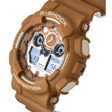 Casio G-Shock Analog Digital The Shiba Inu Harzarmband Braunes Zifferblatt Quarz GA-100SHB-5A 200M Herrenuhr