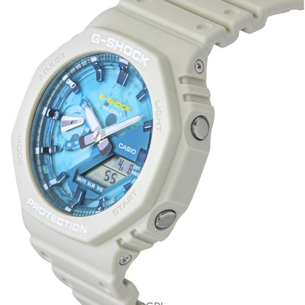 Casio G-Shock Analog-Digital-Armband aus biobasiertem Harz, blaues Zifferblatt, Quarz GA-2100AS-5A, 200 M, Herrenuhr