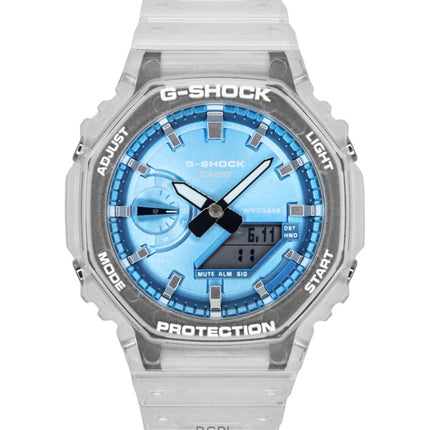 Casio G-Shock Analog-Digital-Harzarmband Blaues Zifferblatt Quarz GA-2100BM-7A2 200M Unisex-Uhr