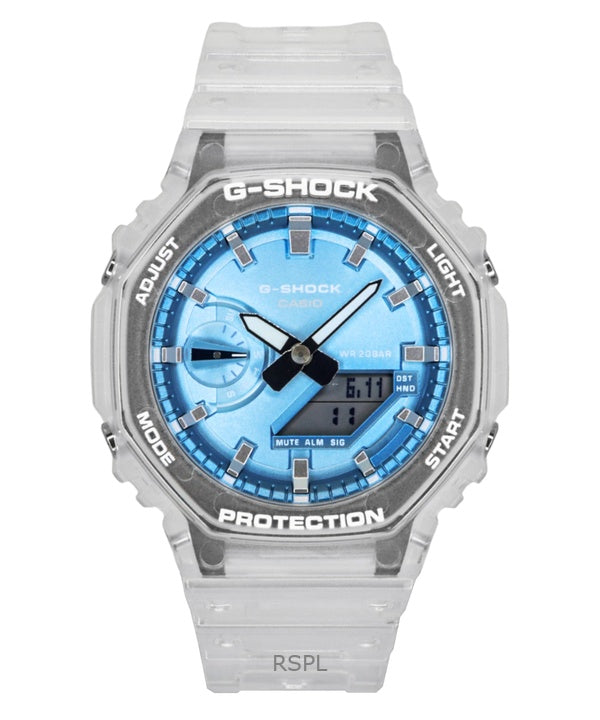 Casio G-Shock Analog-Digital-Harzarmband Blaues Zifferblatt Quarz GA-2100BM-7A2 200M Unisex-Uhr