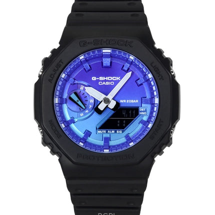 Casio G-Shock Analog-Digital-Armband aus biobasiertem Harz, blaues Zifferblatt, Quarz GA-2100FL-1A, 200 M, Herrenuhr