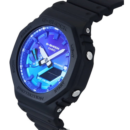 Casio G-Shock Analog-Digital-Armband aus biobasiertem Harz, blaues Zifferblatt, Quarz GA-2100FL-1A, 200 M, Herrenuhr