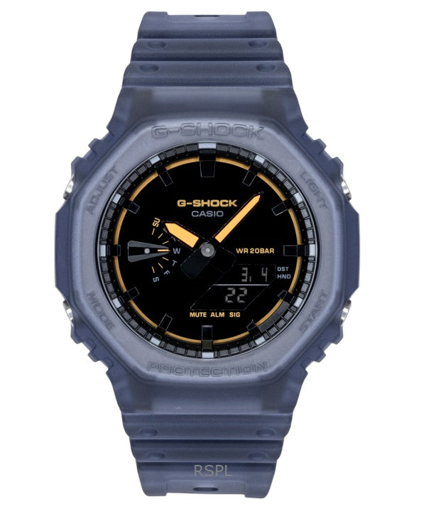 Casio G-Shock Herrenuhr, analog/digital, mit Harzarmband, schwarzem Zifferblatt, Quarzwerk, GA-2100K-2A, wasserdicht bis 200 m