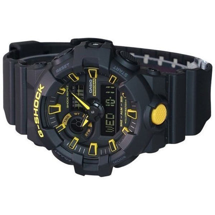 Casio G-Shock Caution Gelbes analoges digitales Harzarmband mit schwarzem Zifferblatt und Quarz GA-700CY-1A 200M Herrenuhr