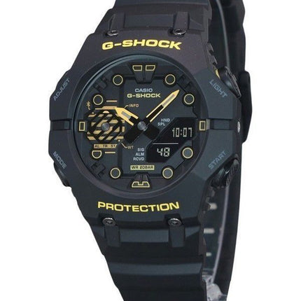 Casio G-Shock Caution Yellow Mobile Link Analog Digital Harzarmband Schwarzes Zifferblatt Quarz GA-B001CY-1A 200M Herrenuhr
