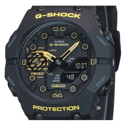 Casio G-Shock Caution Yellow Mobile Link Analog Digital Harzarmband Schwarzes Zifferblatt Quarz GA-B001CY-1A 200M Herrenuhr