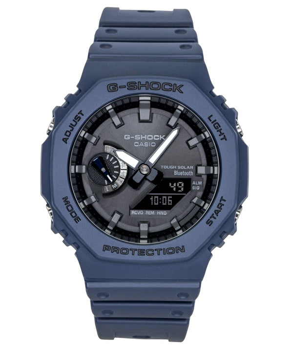 Casio G-Shock Smartphone-Uhr, analog/digital, mit Harzarmband, blauem Zifferblatt, Solarfunktion, GA-B2100-2A, wasserdicht bis 200 m, Herrenuhr