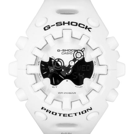 Casio G-Shock Analog-Digital Herrenuhr mit weißem Harzarmband, weißem Zifferblatt und Quarzwerk, GA-V01-7A, wasserdicht bis 200 m