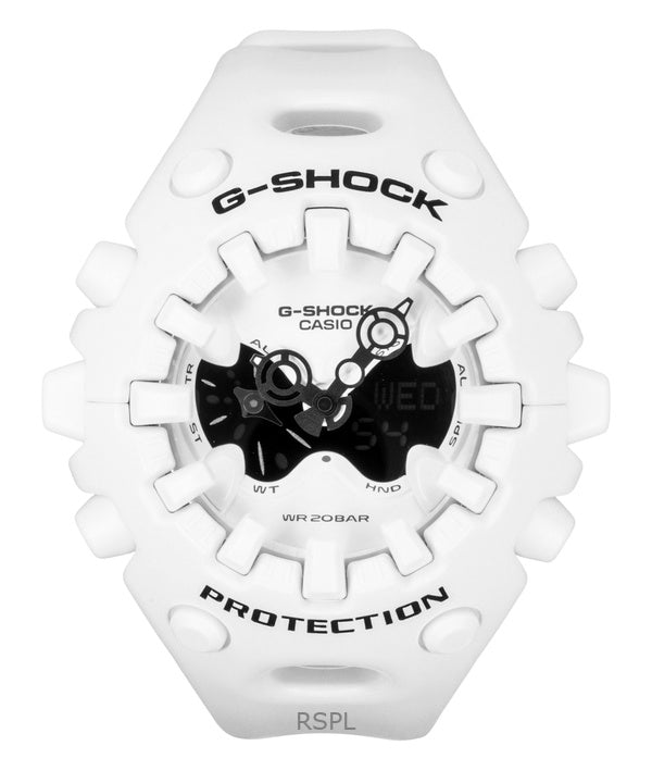 Casio G-Shock Analog-Digital Herrenuhr mit weißem Harzarmband, weißem Zifferblatt und Quarzwerk, GA-V01-7A, wasserdicht bis 200 m