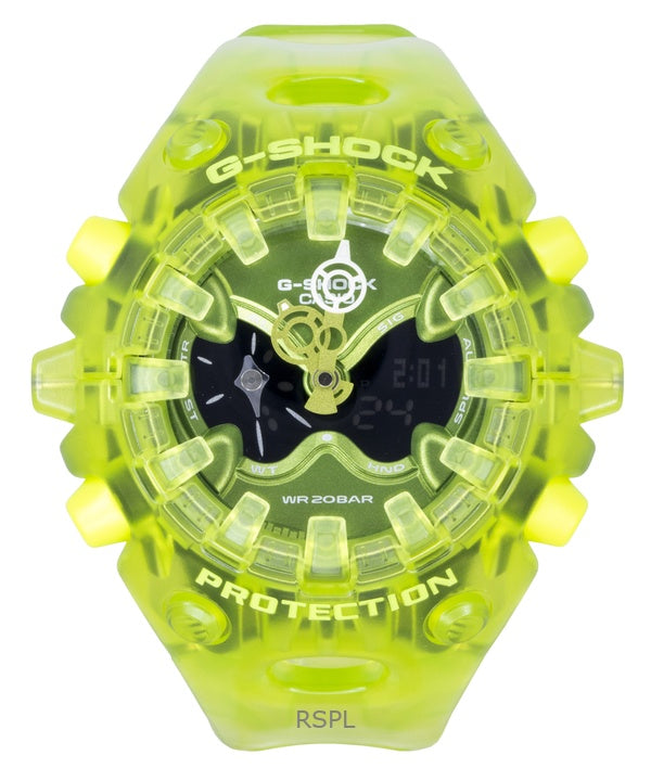 Casio G-Shock Herrenuhr mit Harzarmband, analog/digital, grünem Zifferblatt, Quarzwerk, GA-V01SKE-3A, wasserdicht bis 200 m