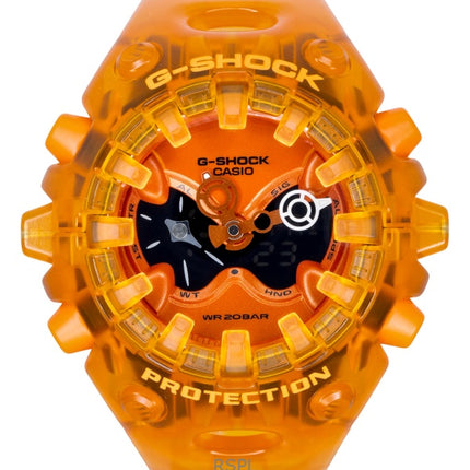 Casio G-Shock Herrenuhr mit Harzarmband, analog-digitalem Uhrwerk, orangefarbenem Zifferblatt, Quarzwerk, GA-V01SKE-4A, wasserdicht bis 200 m