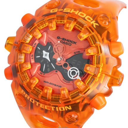 Casio G-Shock Herrenuhr mit Harzarmband, analog-digitalem Uhrwerk, orangefarbenem Zifferblatt, Quarzwerk, GA-V01SKE-4A, wasserdicht bis 200 m
